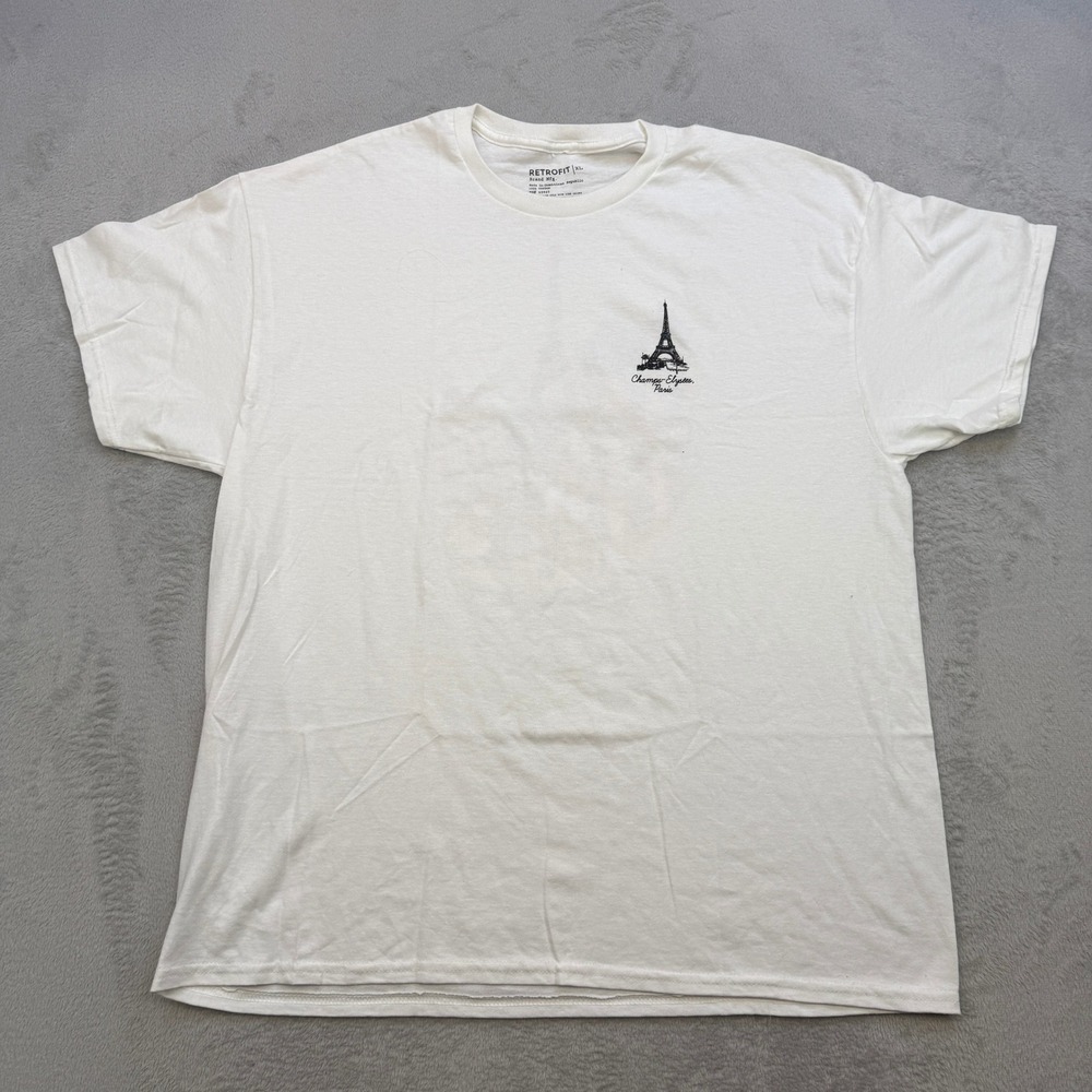 Retrofit T Shirt Mens XL Paris White Eiffel Tower Graphic Tee Souvenir Street